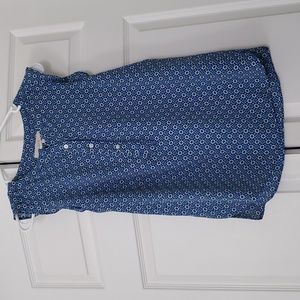 XS Blue Patterned Ruffle Sleeve Loft Tank Top
